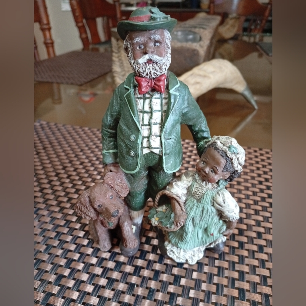 Sarah's Attic 1990  Charming Figurine Set with Man, Child, and Dog